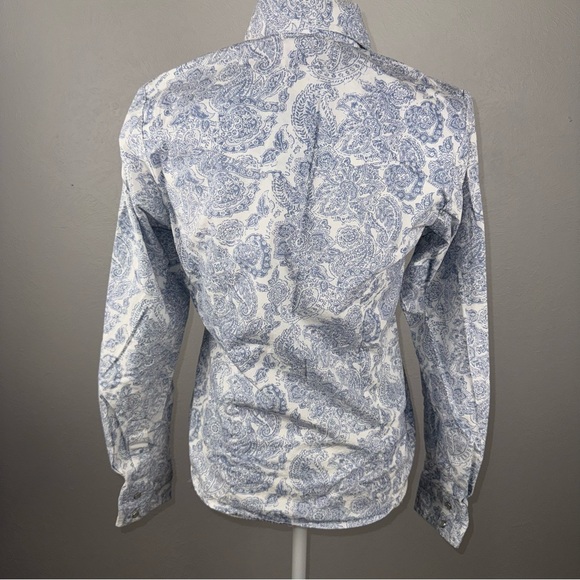 CEDAR ROSE  Women Small Long Sleeve Pearl Snap Western Shirt Blue Paisley Floral - Picture 3 of 13